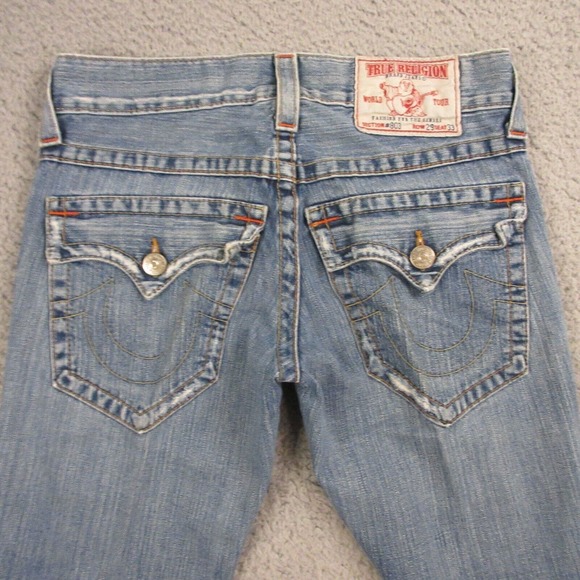 True Religion Women Big Rig Stitch Jeans size 30‎ x 29 Flare Bootcut Low Rise - Picture 6 of 12